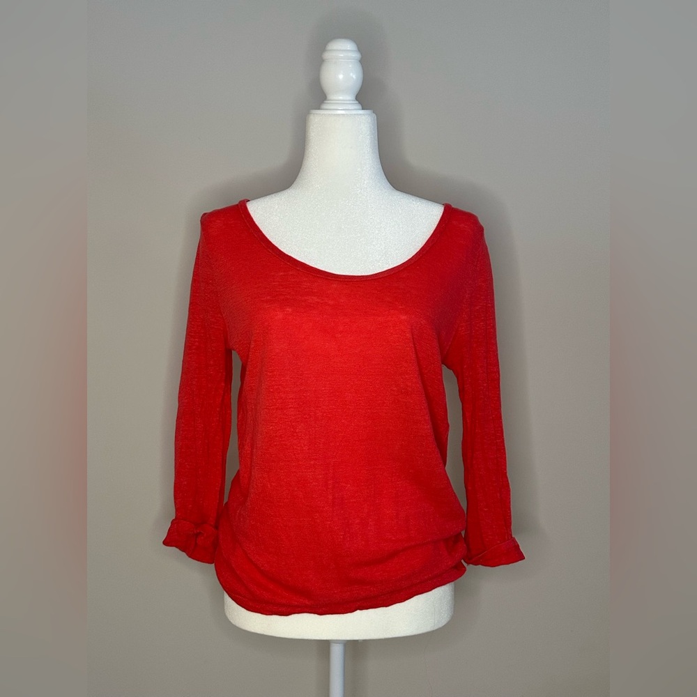 LOFT Vibrant Coral Long Sleeve Top